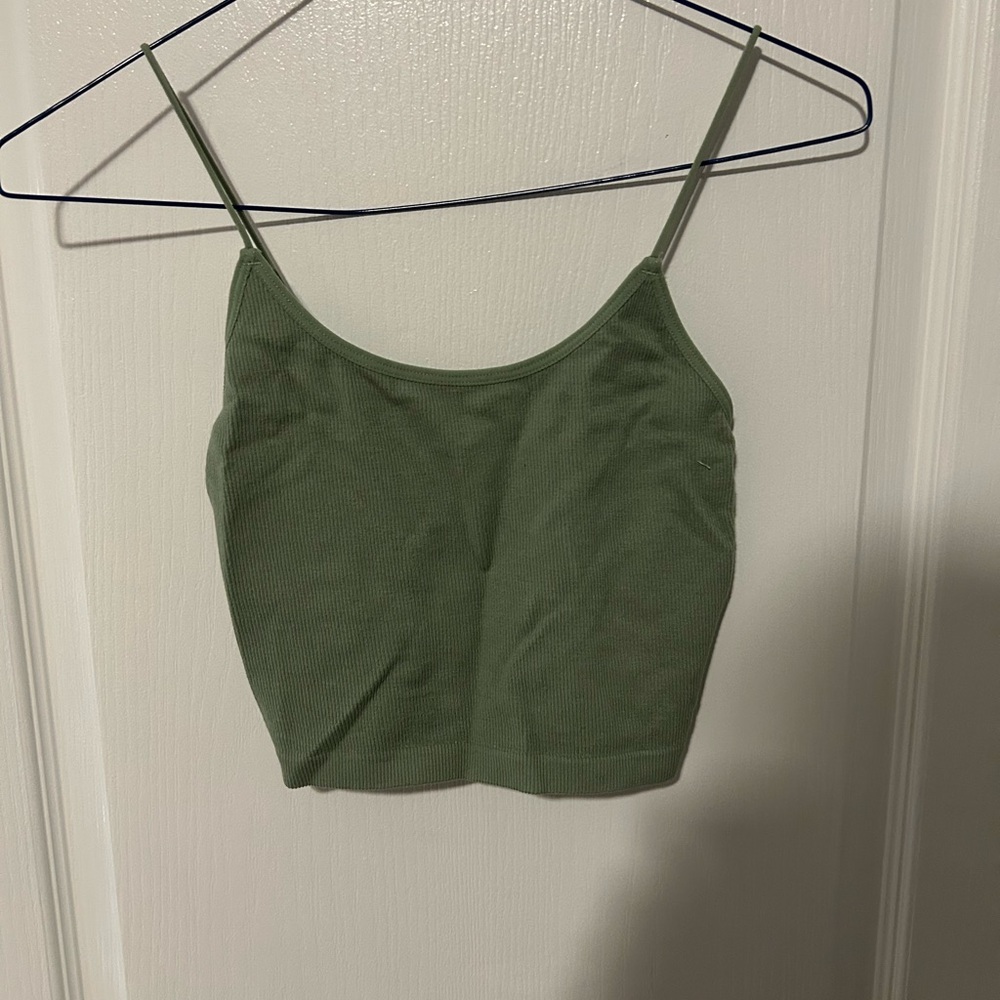 Olive Green Spaghetti Strap Crop Top